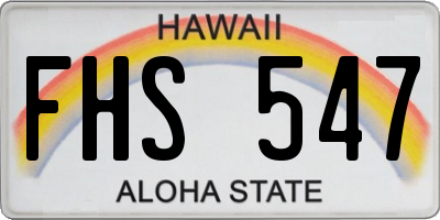 HI license plate FHS547