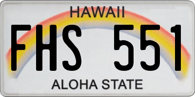 HI license plate FHS551