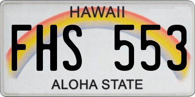 HI license plate FHS553