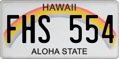 HI license plate FHS554
