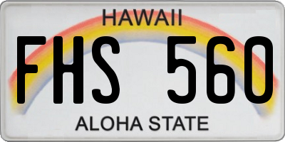 HI license plate FHS560