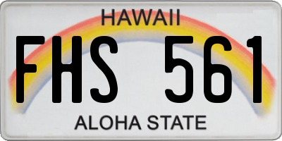 HI license plate FHS561