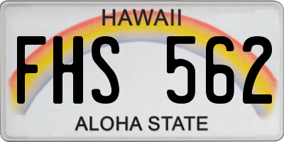 HI license plate FHS562