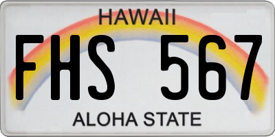 HI license plate FHS567