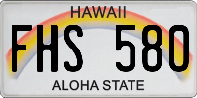 HI license plate FHS580