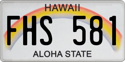 HI license plate FHS581