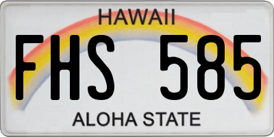 HI license plate FHS585