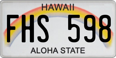 HI license plate FHS598
