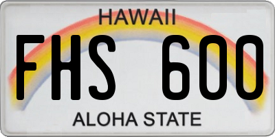HI license plate FHS600