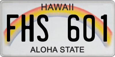 HI license plate FHS601