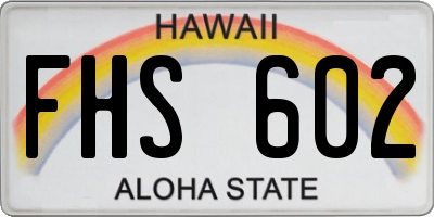 HI license plate FHS602