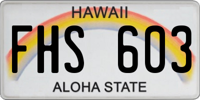 HI license plate FHS603