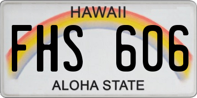 HI license plate FHS606