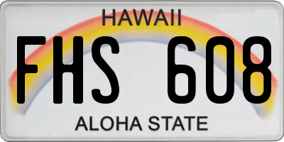 HI license plate FHS608