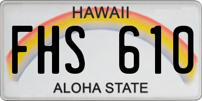 HI license plate FHS610