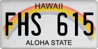 HI license plate FHS615