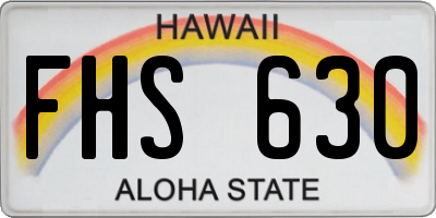 HI license plate FHS630