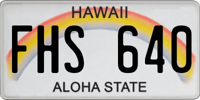 HI license plate FHS640