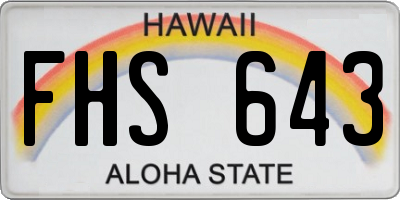 HI license plate FHS643