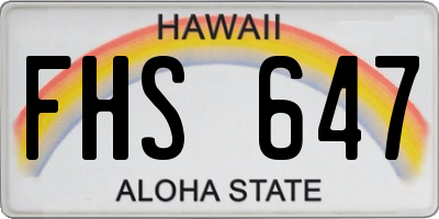 HI license plate FHS647