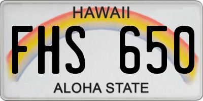 HI license plate FHS650