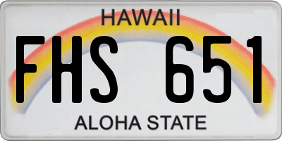 HI license plate FHS651