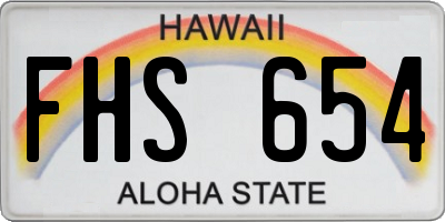 HI license plate FHS654