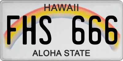 HI license plate FHS666