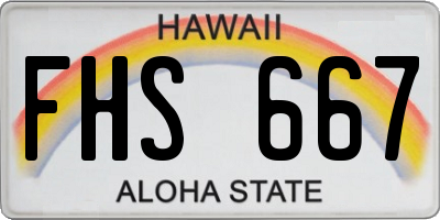 HI license plate FHS667