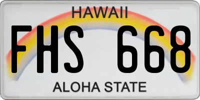 HI license plate FHS668