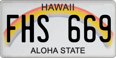 HI license plate FHS669