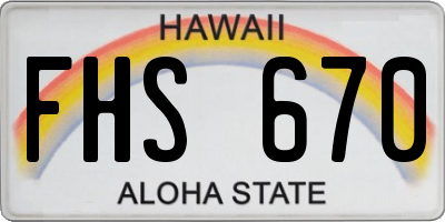 HI license plate FHS670