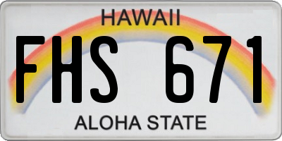 HI license plate FHS671