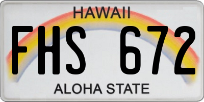 HI license plate FHS672