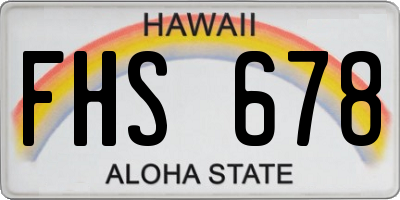 HI license plate FHS678