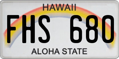 HI license plate FHS680