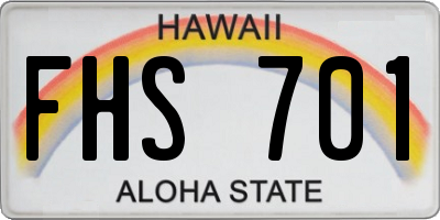 HI license plate FHS701
