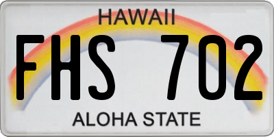 HI license plate FHS702