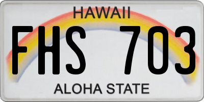 HI license plate FHS703