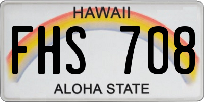 HI license plate FHS708