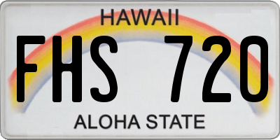 HI license plate FHS720