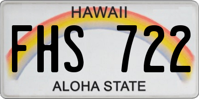 HI license plate FHS722