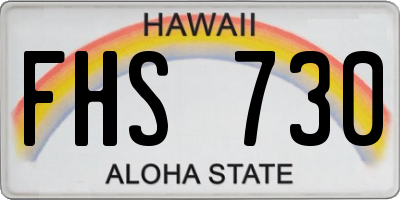 HI license plate FHS730