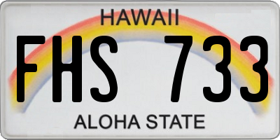 HI license plate FHS733