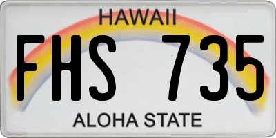 HI license plate FHS735