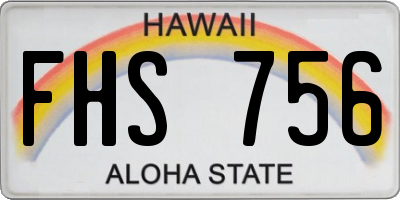 HI license plate FHS756
