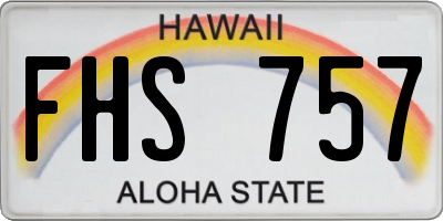 HI license plate FHS757