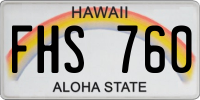 HI license plate FHS760