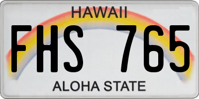 HI license plate FHS765