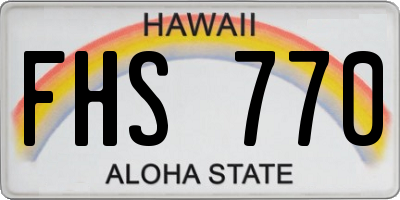 HI license plate FHS770